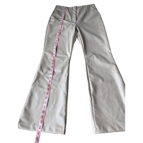Abercrombie & Fitch Vegan Leather Slim Flare Pants in a Tan/Taupe Color - Picture 8 of 13